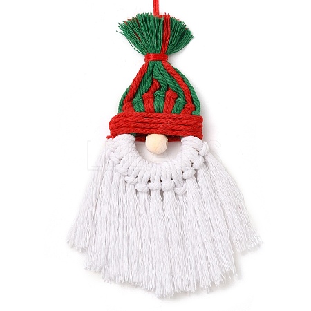 Christmas Handmade Woven Macrame Cotton Thread Santa Claus Pendant Decorations HJEW-JM02455-04-1