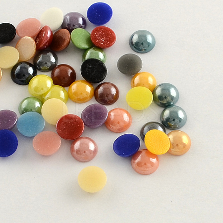 Pearlized Plated Opaque Glass Cabochons X-PORC-S801-7mm-M-1