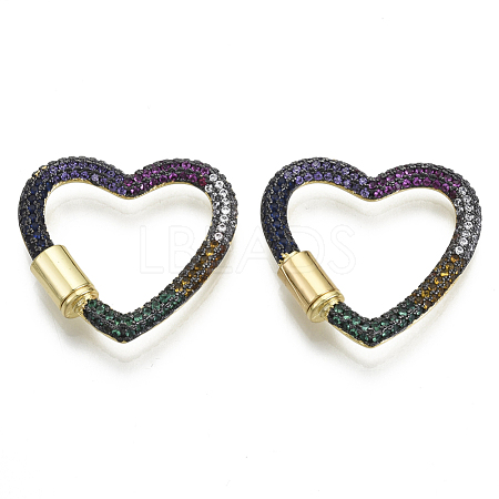 Brass Micro Pave Cubic Zirconia Screw Carabiner Lock Charms ZIRC-N039-016B-NF-1