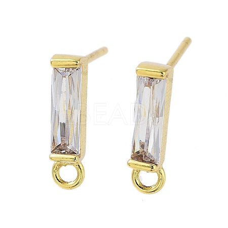 Brass Micro Pave Cubic Zirconia Earring Findings KK-A205-10G-03-1