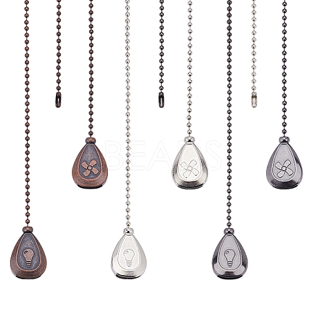 3 Sets 3 Colors Alloy Ceiling Fan Pull Chain Extenders FIND-CP0001-76-1