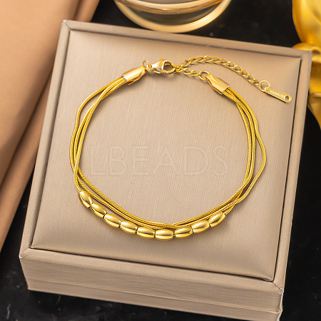 304 Stainless Steel Multi-strand Bracelets BJEW-G733-02G-1