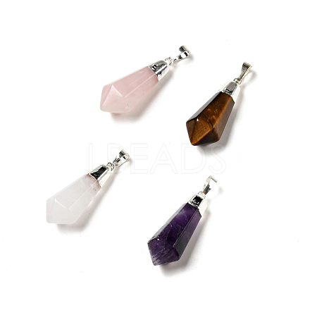 Natural Mixed Stone Pointed Pendants G-P474-02S-1