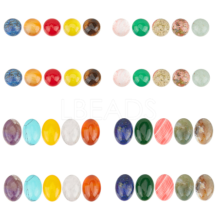 40Pcs 20 Styles Mixed Gemstone Cabochons G-HY0001-54-1