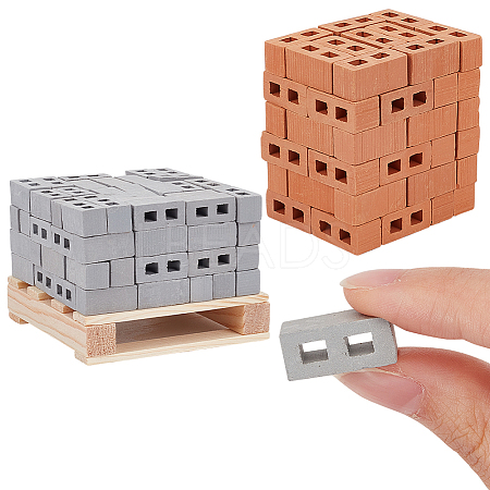 2 Colors Polymer Clay Mini Wall Bricks AJEW-OC0005-03A-1
