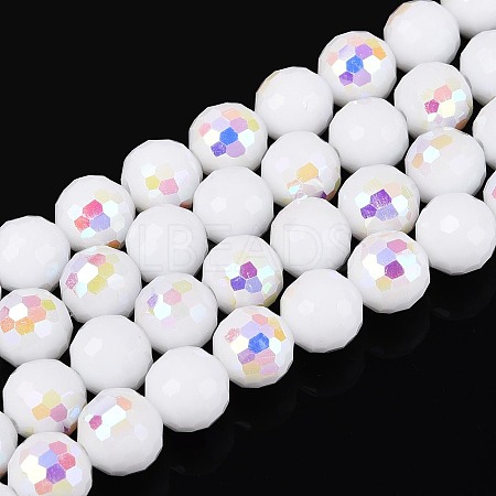 Electroplate Opaque Glass Beads Strands EGLA-N024-01A-A01-1