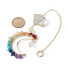 Natural & Synthetic Gemstone Chip Pendant Decorations with Brass Moon & Cable Chain HJEW-JM01646-3