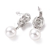 Knot with Plastic Pearl Dangle Stud Earrings EJEW-A072-08P-2