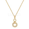 Double Rings 304 Stainless Steel Micro Pave Clear Cubic Zirconia Pendant Necklaces FS-WG3DD11-01-3