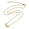 304 Stainless Steel Cable Chain Round Beads Pendant Necklaces for Women NJEW-Z047-02G-3