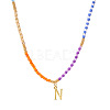Rainbow Gradient Glass Seed Beaded Necklaces AF2375-14-1