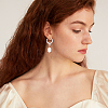 2 Pairs 2 Colors Plastic Imitaion Pearl Beaded Dangle Leverback Earrings EJEW-FI0001-03-5