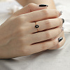 925 Sterling Silver & Clear Cubic Zirconia & Natural Agate Finger Rings FS-WG1BD13-01-4