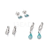 3 Pairs 3 Style Enamel Teardrop with Evil Eye Dangle Hoop Earrings EJEW-B020-18P-1