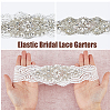 Flower Pattern Polyester Lace Elastic Bridal Garters AJEW-WH0470-67-4