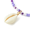3Pcs 3 Color Glass Seed Beaded Stretch Bracelets Set with Natural Shell Charms BJEW-JB09660-3