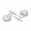 Brass Micro Pave Clear Cubic Zirconia with Shell Toggle Clasps KK-E068-VC169-3