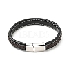 Cowhide Braided Flat Cord Bracelet with 304 Stainless Steel Magnetic Clasps BJEW-H552-01P-03-2