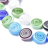 Flat Round Handmade Millefiori Glass Beads LK-R004-49-3