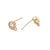 Brass Clear Cubic Zirconia Stud Earrings Finding for Women KK-A244-10A-G-2