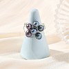 Round Copper Wire with Natural Cultured Freshwater Pearl Finger Rings RJEW-JR01097-2