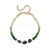 Dyed Natural Malaysia Jade & Moss Agate & Prehnite Nuggets & Rondelle Beaded Bracelets for Women BJEW-JB14090-02-3