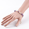 Natural Amethyst Chip Beaded Bracelet with Natural Pearl BJEW-TA00072-02-3