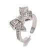 Brass Micro Pave Cubic Zirconia Open Cuff Ring RJEW-K256-58B-P-1