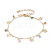 Brass Enamel Charm Bracelets BJEW-JB05770-1