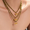 316L Surgical Stainless Steel Enamel Bee Pendant Green Cubic Zirconia Faceted Beaded Necklaces for Women WG7DD53-01-3