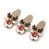 Christmas Deer Glitter Gretel Fabric with PU leather Snap Hair Clips PHAR-G006-05P-1
