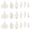 90Pcs 6 Styles Natural Mixed Shell Pendants PALLOY-BM00007-7