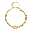 Brass Box Chain Knot 2-Strand Bracelets for Women KK-CBA68DA-17B-G-4