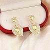 Brass Micro Pave Clear Cubic Zirconia Dangle Stud Earrings for Women EJEW-F352-05G-02-4