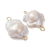 Natural Baroque Keshi Pearl Plum Bossom Flower Links Connector Charms PALLOY-JF05270-3