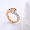 304 Stainless Steel Micro Pave Cubic Zirconia Cuff Open Rings for Women MB7745-11-1