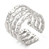 304 Stainless Steel Multi Line Open Cuff Ring for Women RJEW-M149-18P-3