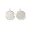 Flat Round Brass Pendant Cabochon Settings KK-K414-14E-S-1