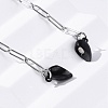 304 Stainless Steel Double-Sided Magnetic Heart Pendant Paperclip Chain Necklaces NJEW-U028-02B-2