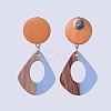 Resin & Wood Dangle Earrings EJEW-JE03028-03-2