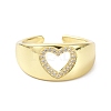 Heart Real 18K Gold Plated Wide Band for Women Gift ZIRC-C021-13G-1