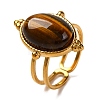 Oval Natural Tiger Eye Finger Rings RJEW-Q822-09G-1