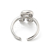 Brass Letter Open Cuff Rings for Women RJEW-G313-01R-P-3
