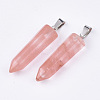 Cherry Quartz Glass Point Pendants G-R220-34N-1