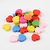 Mixed Color Heart Natural Wood Beads Nice for Children's Day Jewelry Making X-TB109Y-3