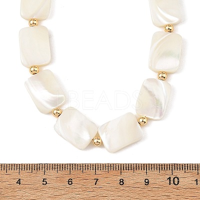 Natural Trochid Shell/Trochus Shell Rectangle Beaded Necklaces for Women NJEW-JN06401-1