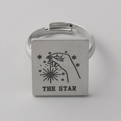 Stainless Steel Tarot Card Adjustable Ring for Women RJEW-WH0001-018P-04-1