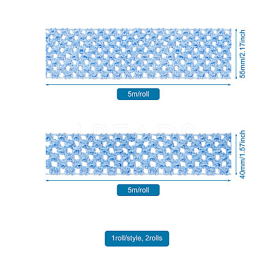 2 Rolls 2 Sizes Polyester Elastic Ribbon EW-TA0001-02J-1