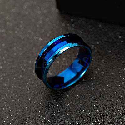 201 Stainless Steel Grooved Finger Ring Settings MAK-WH0007-16L-A-1