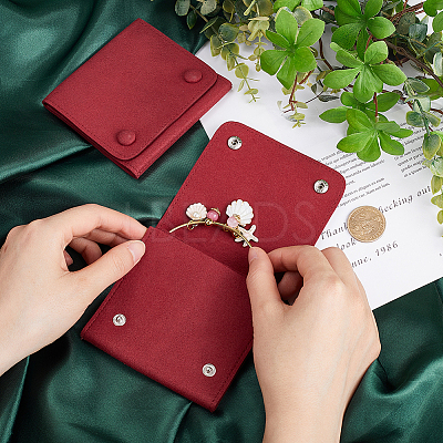 2Pcs Microfiber Cloth Jewelry Storage Bags with Brass Button ABAG-BBC0001-17B-01-1